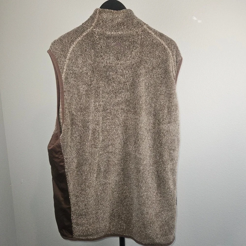Tommy Bahama Fleece Vest Mens XL Brown Full Zip Soft Mock Neck Gorpcore Cabin